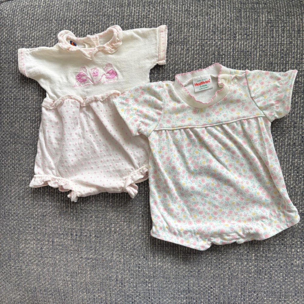 Vintage Baby Girl Romper Bundle 3M Carter’s Health-Tex Short Sleeve 2 Pack - Picture 3 of 6
